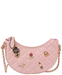 Quilted Lucky Charms Crossbody Hobo LAD001 PINK